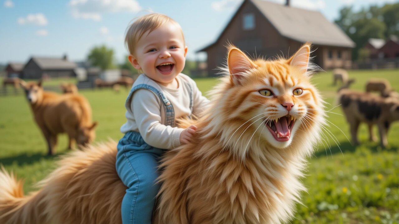 Adorable Baby and His Cat: A Day of Farm Adventures! π±πΏπ