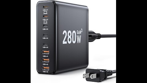 280W USB C Charger Block, 8-Port USB C Charging Station