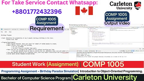 Client Work (Assignment) | COMP 1005 Birthday Paradox Simulation in Java | | Carleton University