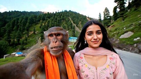 monkey vlogging in Kashmir