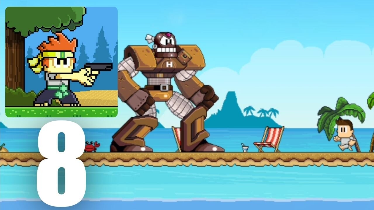 Dan The Man Part 8 : Shark Adventure Robot Fight + High Level (Android/iOS Gameplay Walkthrough)