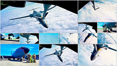KC-135 Refuels B-1B Lancer Over Pacific Ocean! - Incredible Footage