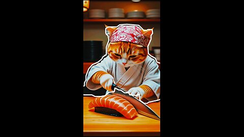 Mini AI Cat Slicing Sashimi 🐱🍣 – Cute Short Video