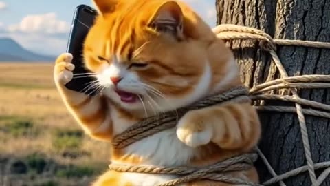 Orange Cat Steals Dinosaur Egg and Runs_ _aicat _animation _cat _catlover _catstory