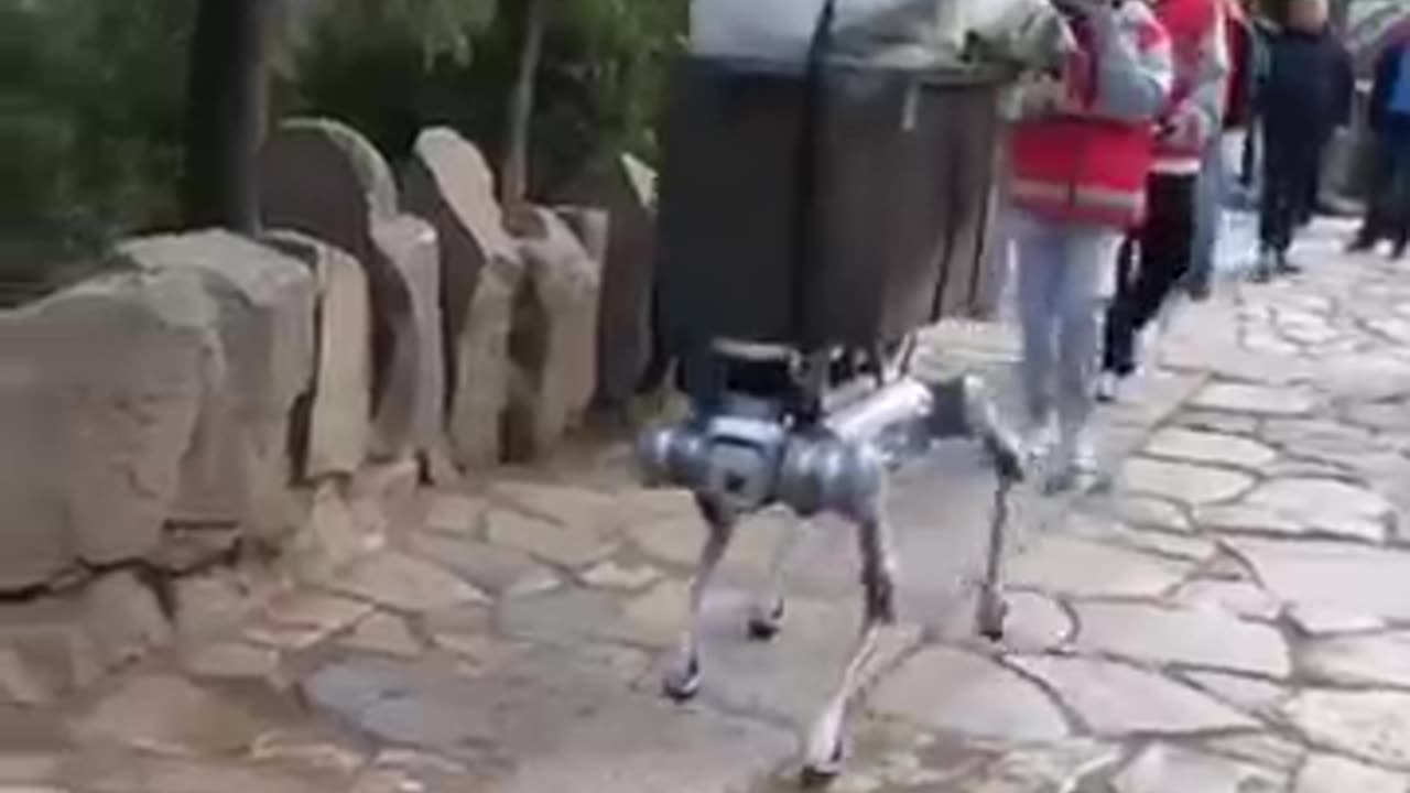 Robot dog carries heavy materials up a hill #china #tech #shorts #robotdog