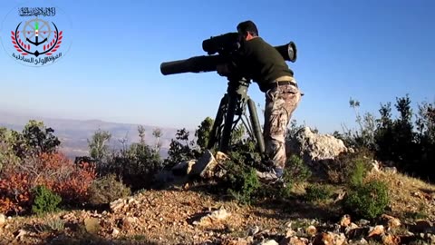 Syrian War Latakia TOW ATGM vs T-55 hit (FSA 1st Coastal Division 2014.11.07