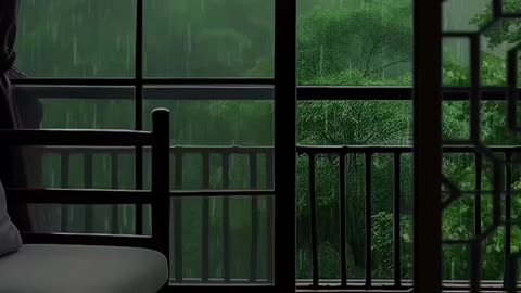 POV: Heavy Rain Outside 🌧️ | Cozy Balcony Room ASMR for Deep Relaxation