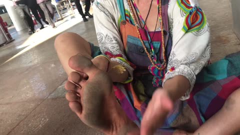 Putting out a cigarette on my bare feet🦶