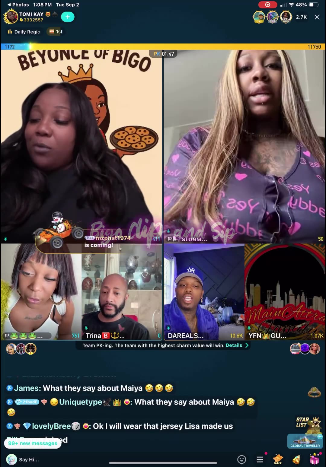 Team pk TomiKay 21 TrinaB Storm Supa Gucci ft TrinaB still going at TomiKay 9/2/25 #bigoclipandsip