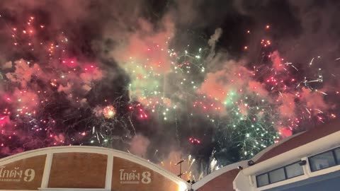 New Years Eve 2024 in Bangkok. Firewors in Asiatique