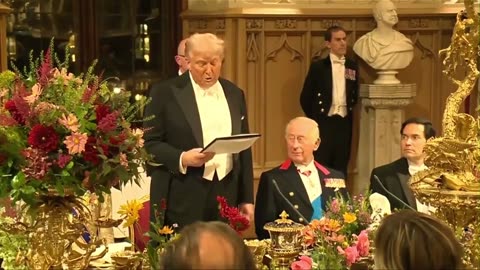 Trump in 4 mins at the HUGE table in Great Britain, talking bond US and UK