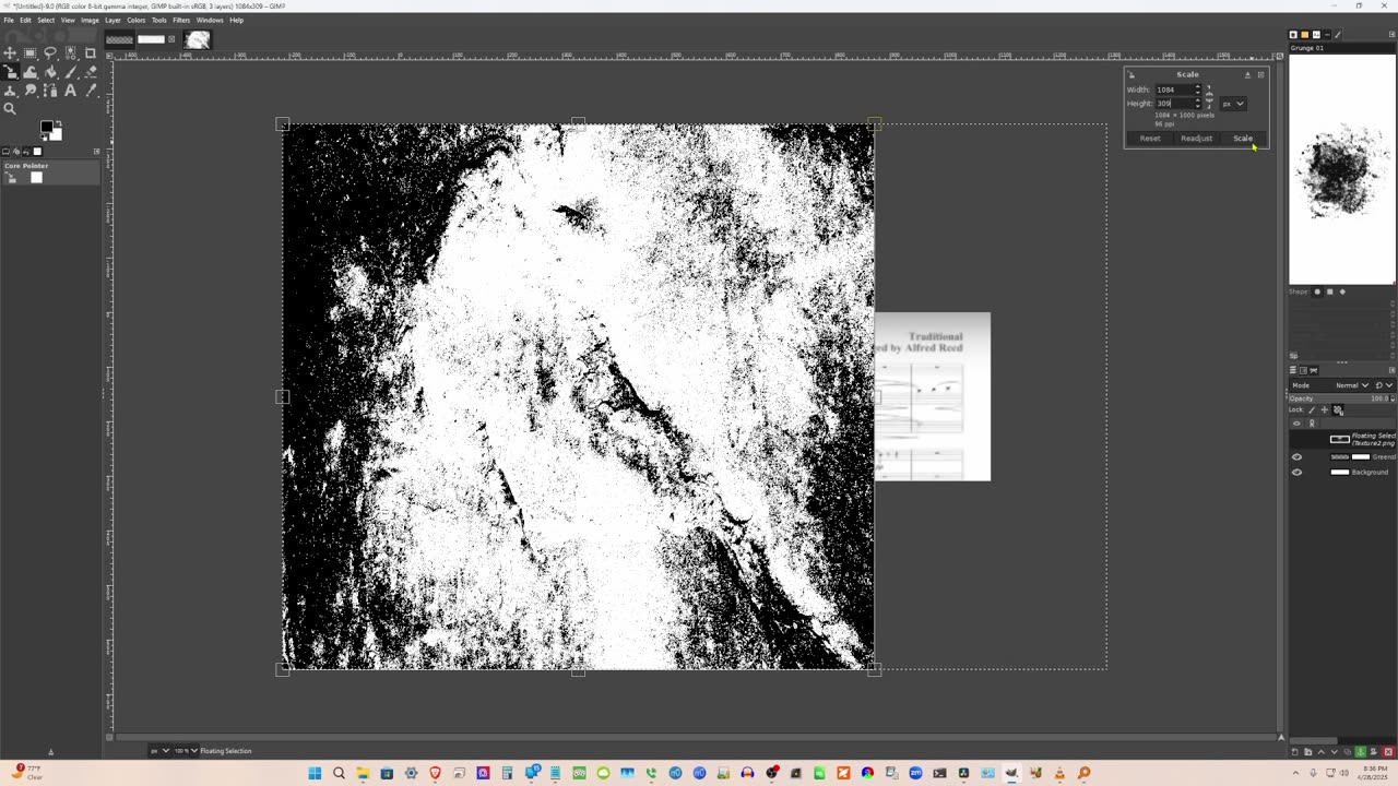GIMP Procedure to Make Distressed Paper Effect - First Draft