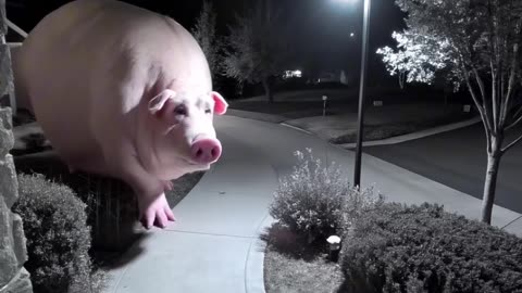 Huge pig caught on CCTV