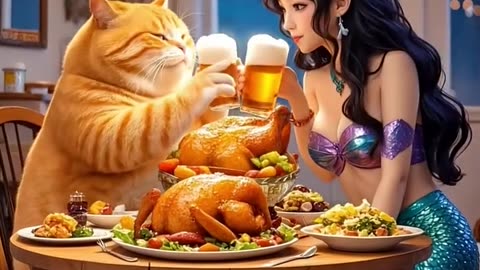 “Cat vs Mermaid: The Unexpected Friendship! 🐾🧜‍♀️🤣”