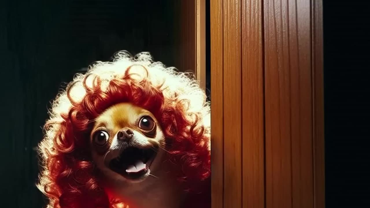 Tiny Chihuahua in a Red Wig Outsmarts a Big Tough Dog – Hilarious!