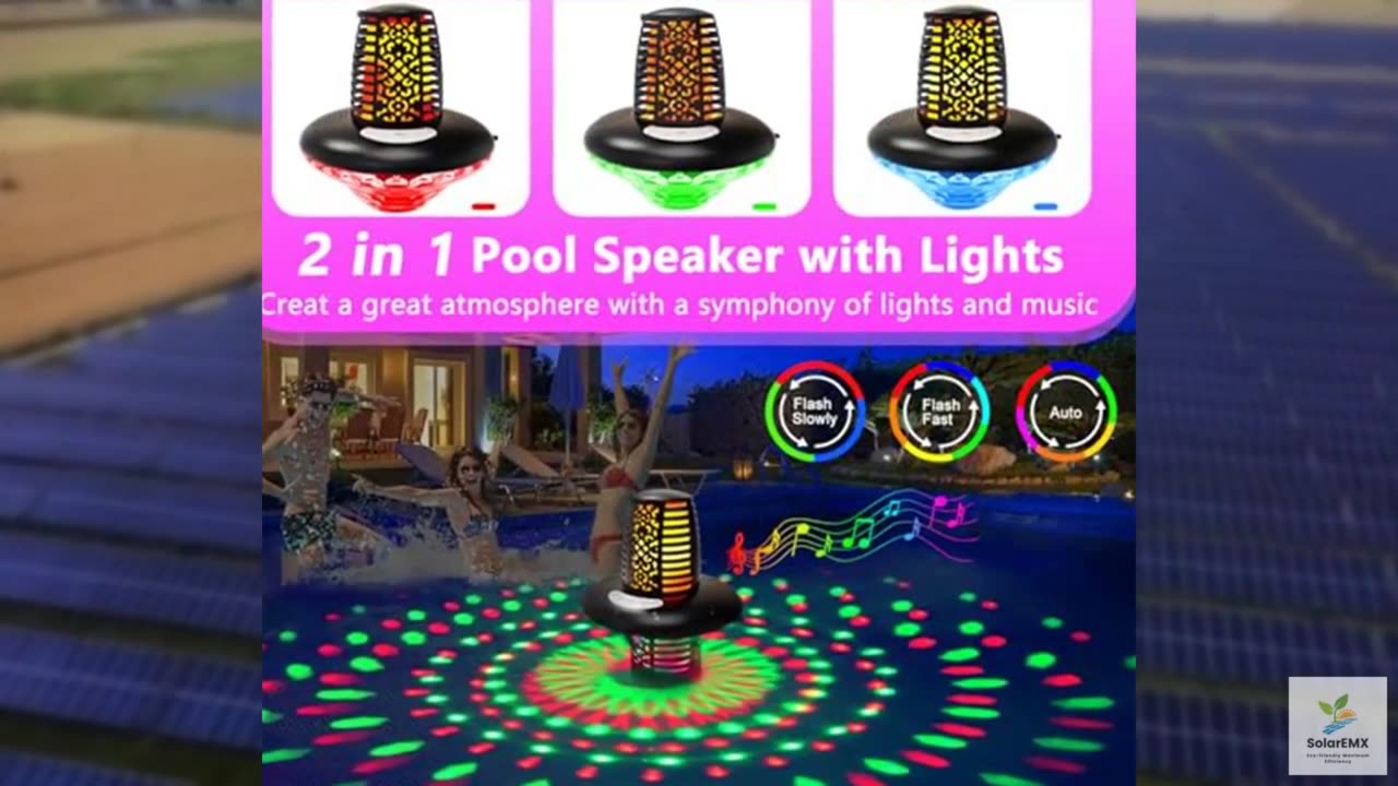 KingSom Floating Pool Speaker,Bluetooth Pool Speaker with LED Flame Light and RG