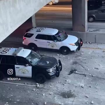 Highway Patrol vehicles pelted HIT WITH ROCKS in Los Angeles