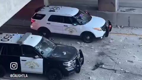 Highway Patrol vehicles pelted HIT WITH ROCKS in Los Angeles