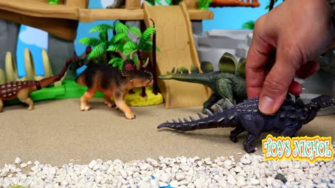 Velociraptor Running Fast While Stealing Eggs from Brontosaurus Nest