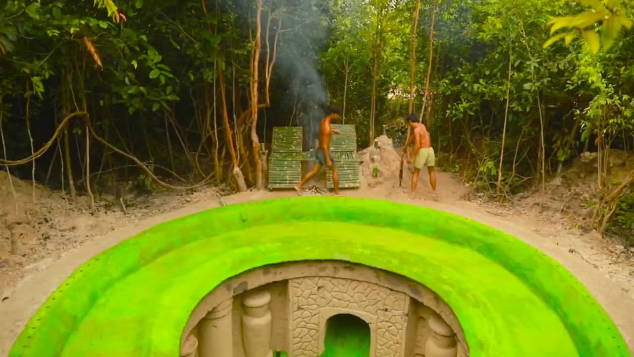 In 30 days we built underground house water slide to tunnel underground swimming pool for hiding