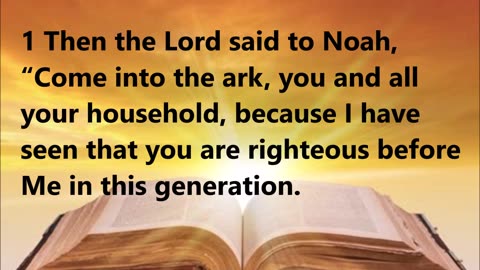 God invites Noah into the ark.