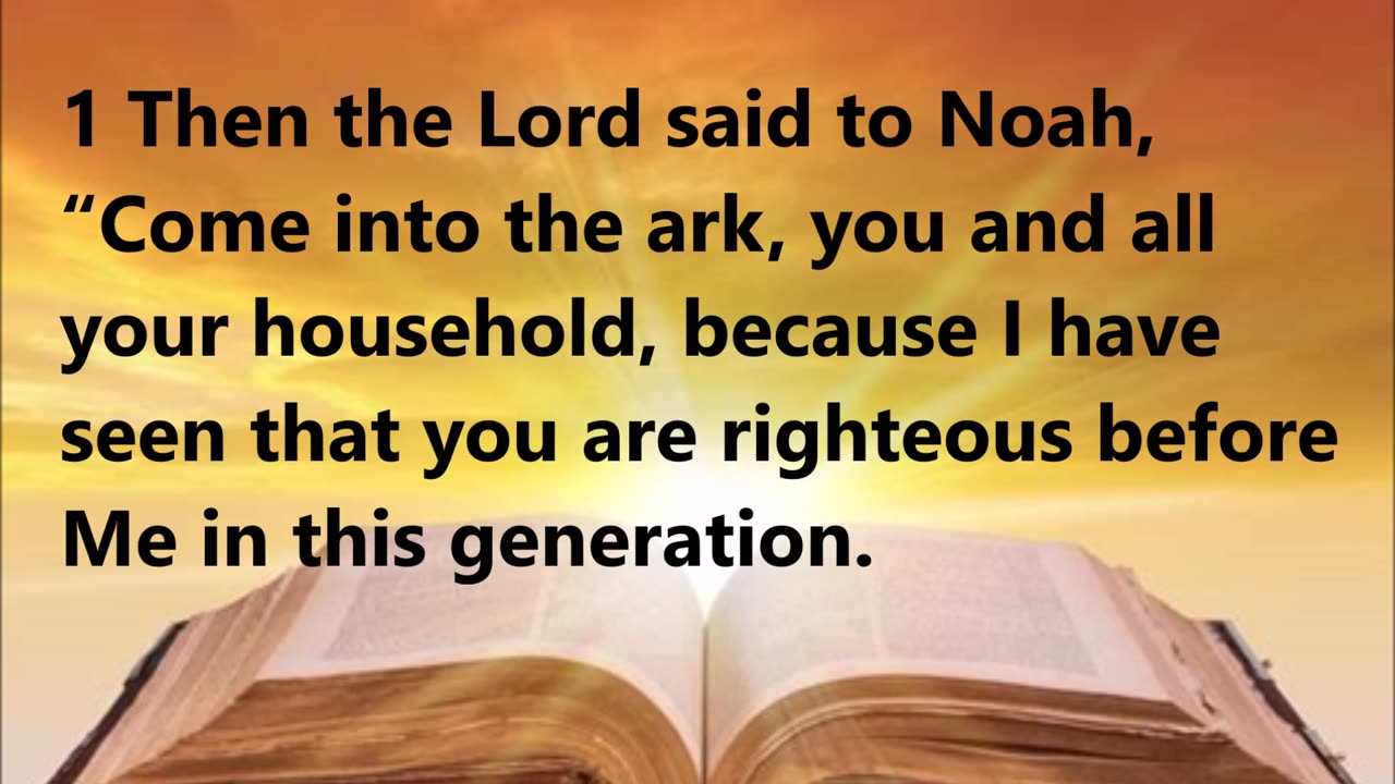 God invites Noah into the ark.
