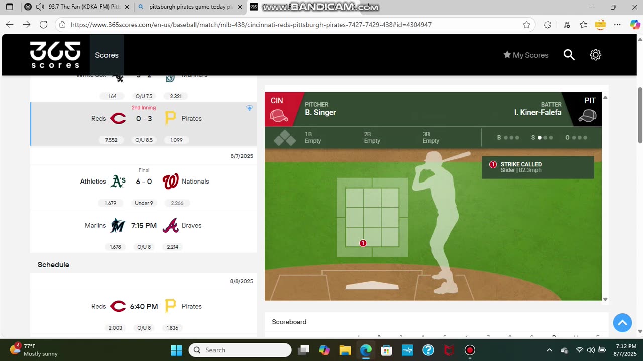 AUGUST 7 2025 MLB BASEBALL: CINCINNATI REDS VS PITTSBURGH PIRATES PART 1