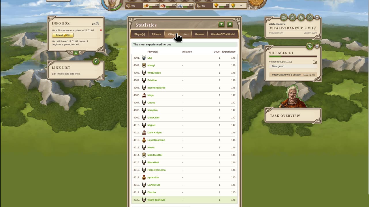 Travian: browser game, just playing, on a small level