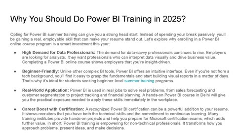 Why Choose Power BI Training for Data Analysis in 2025?