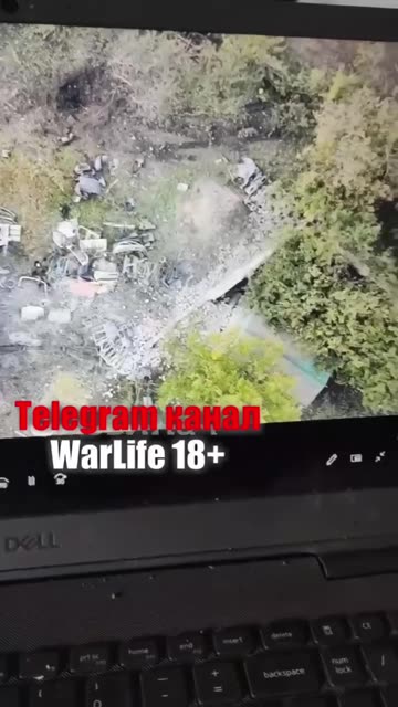 A Russian soldier is directly hit by a drone dropped explosive.