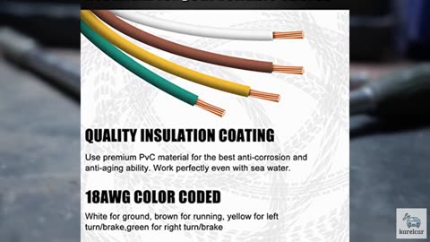Gonice 25Ft 4 Pin Trailer Wiring Harness Extension Kit, 4-Way Flat Plug, 5-Wire