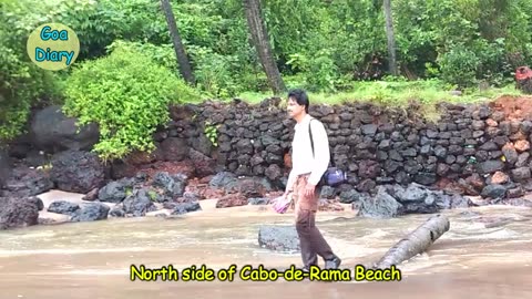 Cabo De Rama Beach - Route, River, Mountains- Complete View