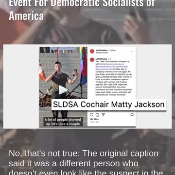 Fact Check: Video Does NOT Show Tyler Robinson Speaking At Democratic Socialists of America Event