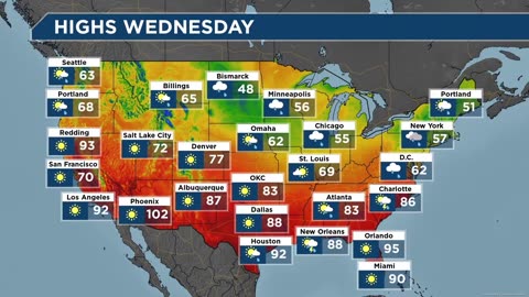 (5.19.25) Severe Weather Outbreak Moving East Tuesday. Record Heat in S.E. & So. CA - Cold Nestles into North Central