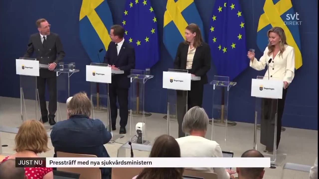 Swedish Health Minister Elisabet Lann suddenly collapsed during a press conference.