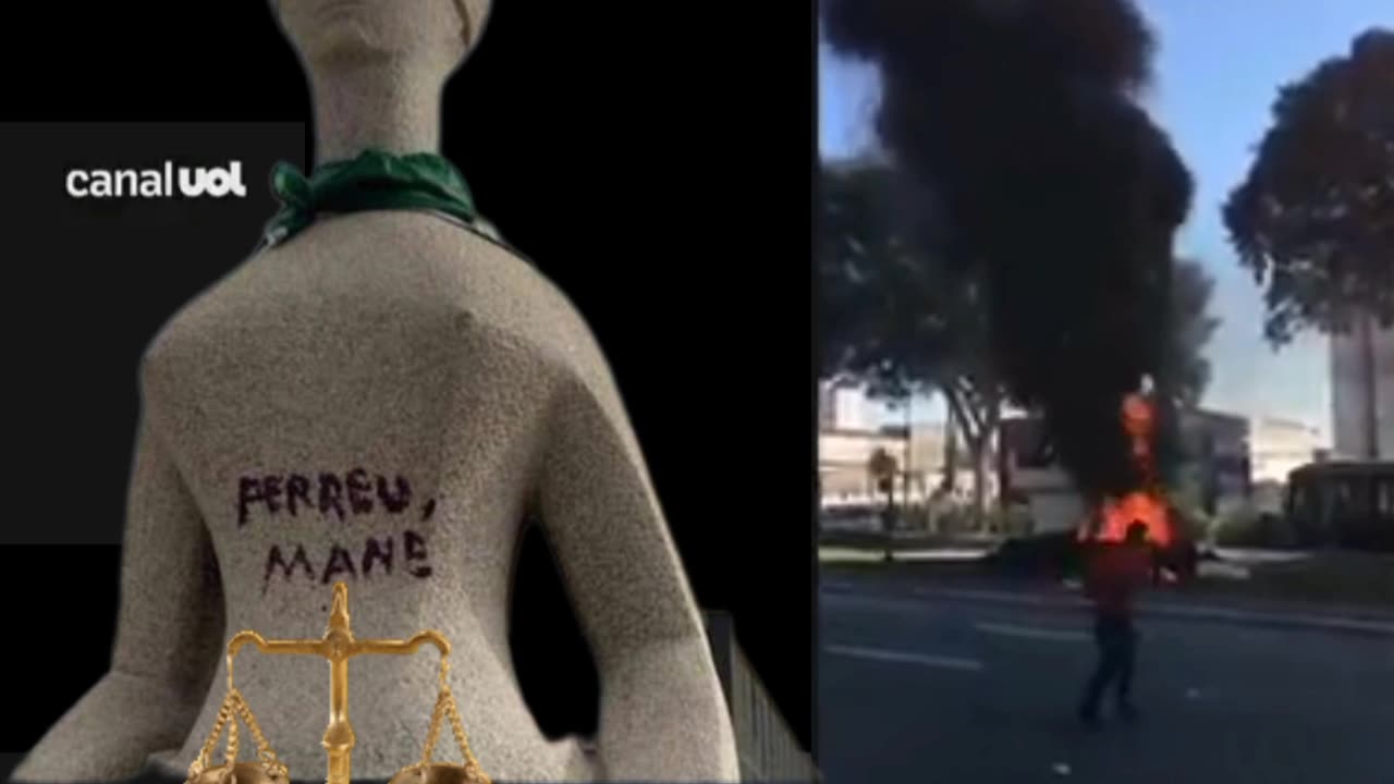 QUEM CAUSOU MAIS DANOS O FOGO OU O BATOM? Estátua de Borba Gato é incendiada em São Paulo. 2021-24 de julho.