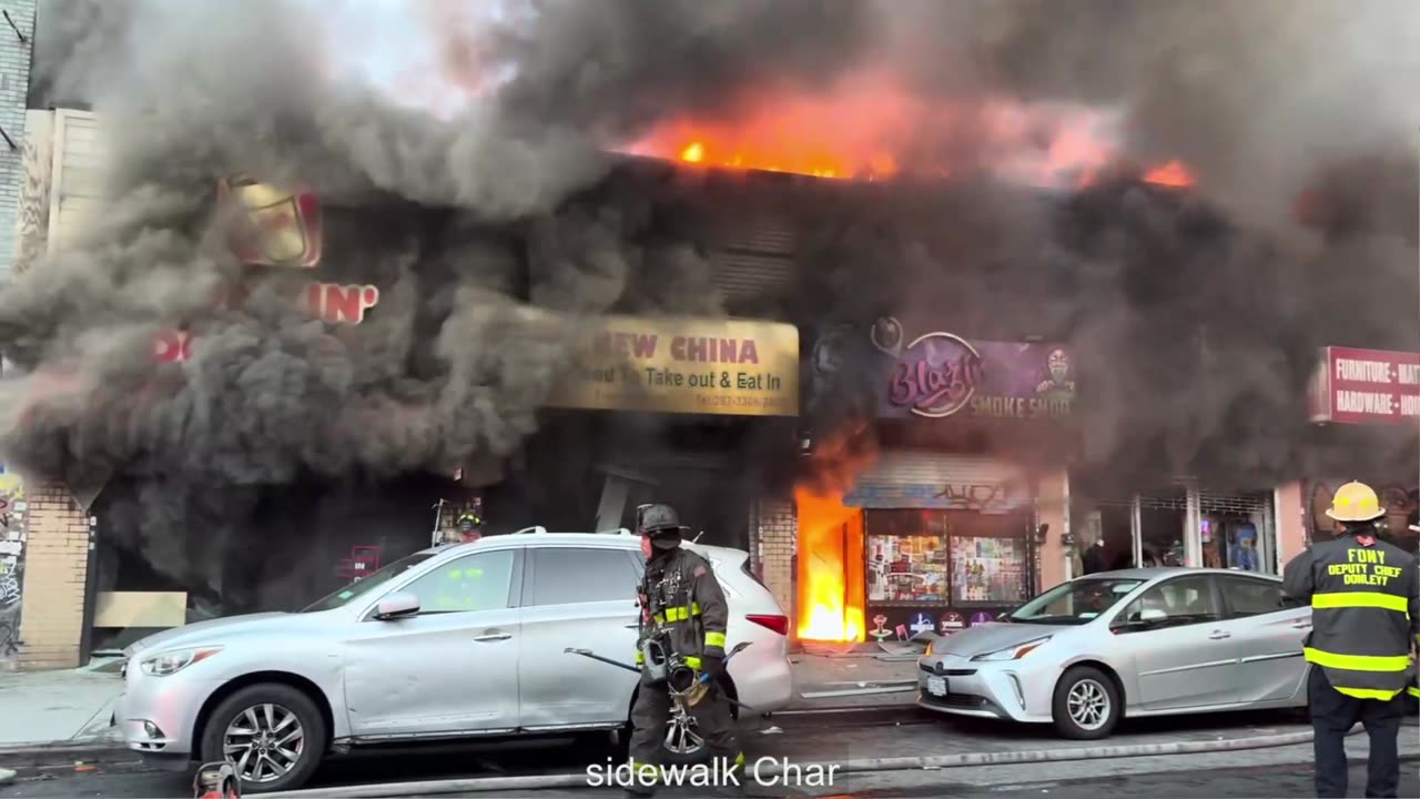Massive Fire Dunkin Dounuts NY spreds through Taxpayer