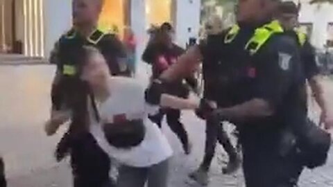 Cops Manhandle 14 Yr Old Girl Who Stood Up to Foreign Invader Scumbag Goading Her On