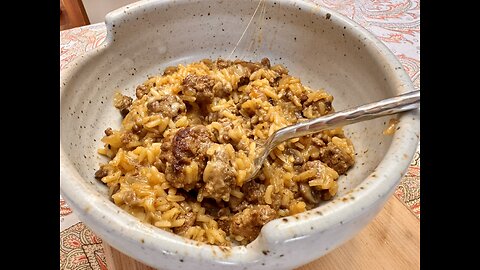 One Pot Mushroom Swiss Burger Rice - Easy, Cheesy, and Budget Friendly!