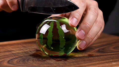 A glass watermelon like you’ve never seen before — sliced open with razor precision.