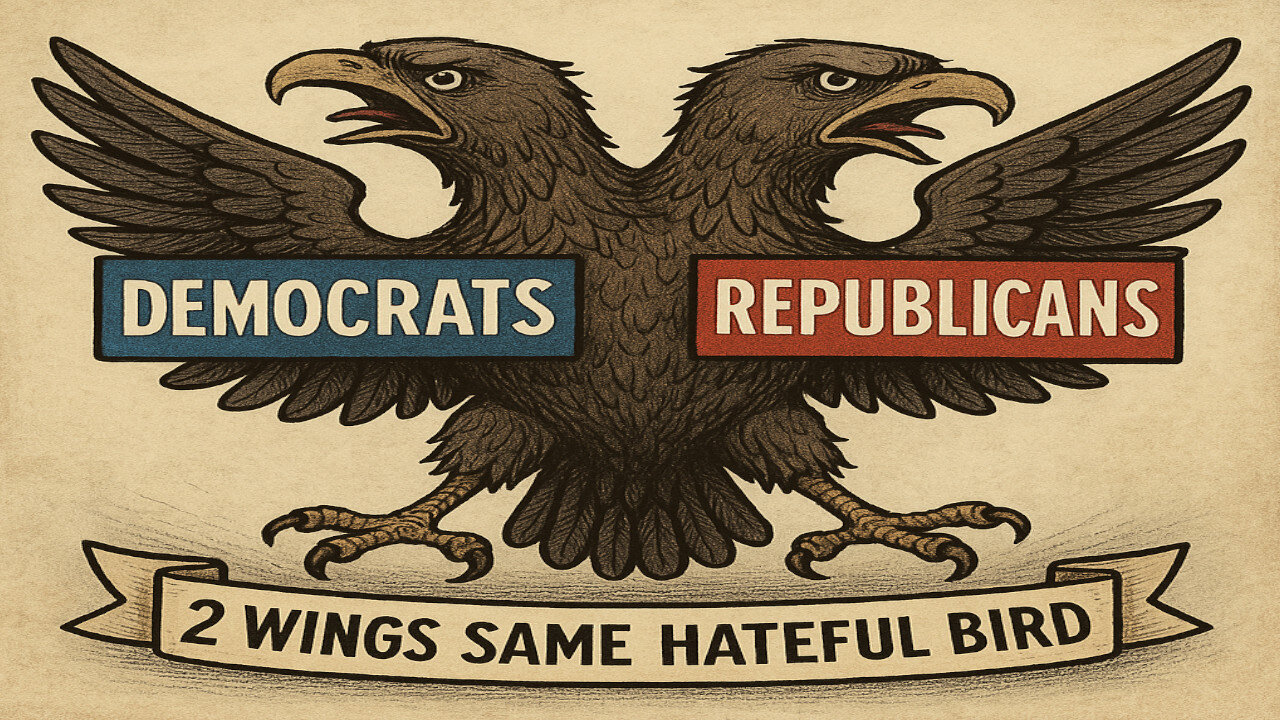 Demoncrats or Ratpublicans, 2 wings same hateful bird