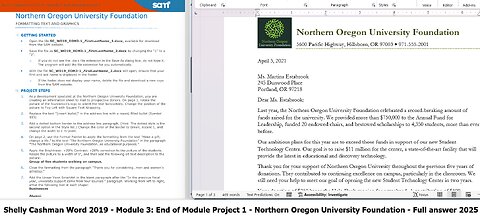 Shelly Cashman Word 2019 Module 3: End of Module Project 1 Northern Oregon University Foundation
