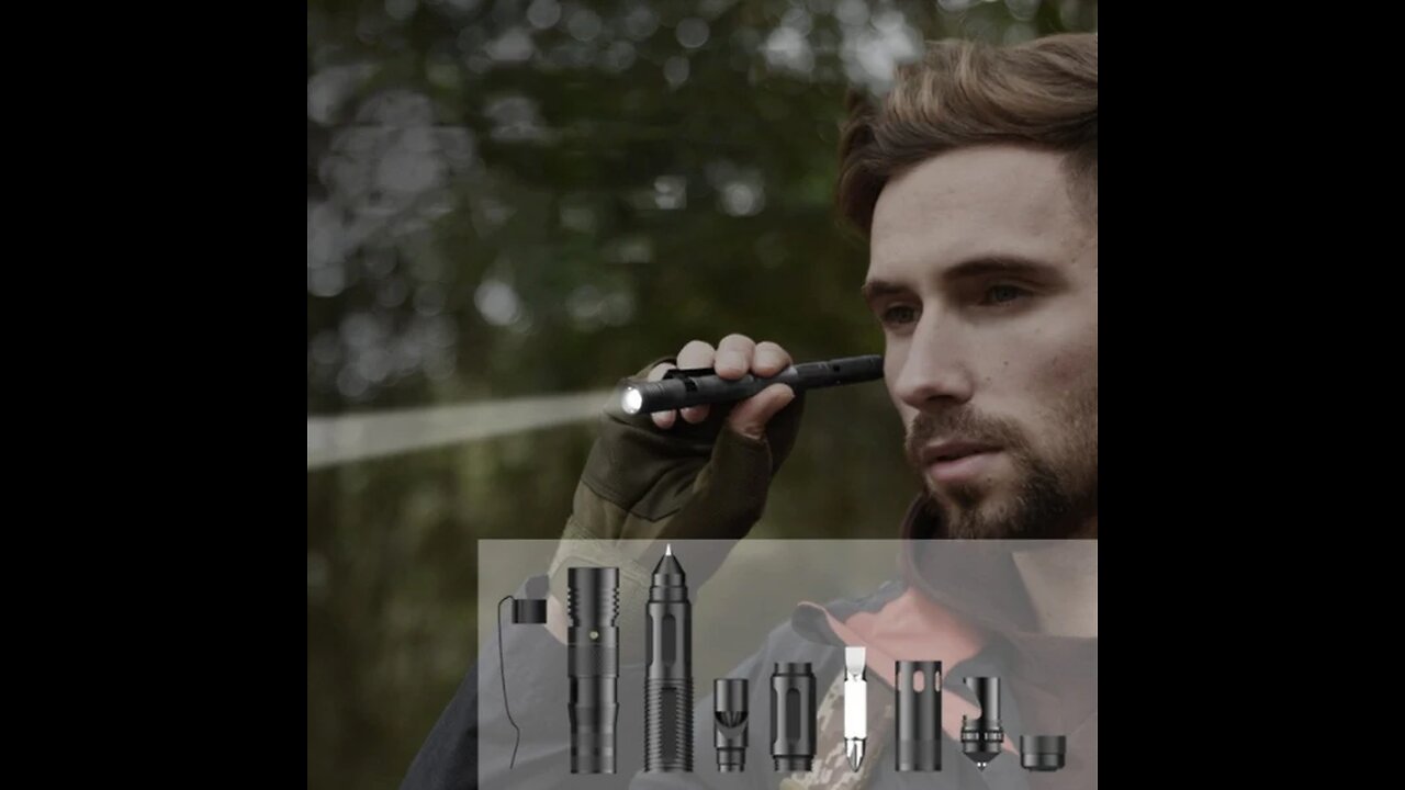 6-In-1 Multifunctional Tactical EDC Pen, with Pen, Flashlight, Window Breaker, Whistle, Screwdriver