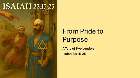 May 18, 2025 - "From Pride To Purpose: A Tale of Two Leaders" (Isaiah 22:15-25)
