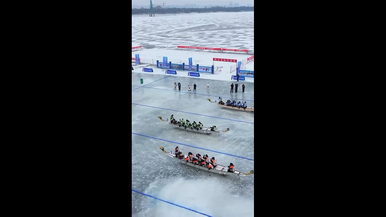 Dragon boat race on ice #wow