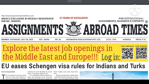 Assignment Abroad Times today Gulf Jobs Vacancies