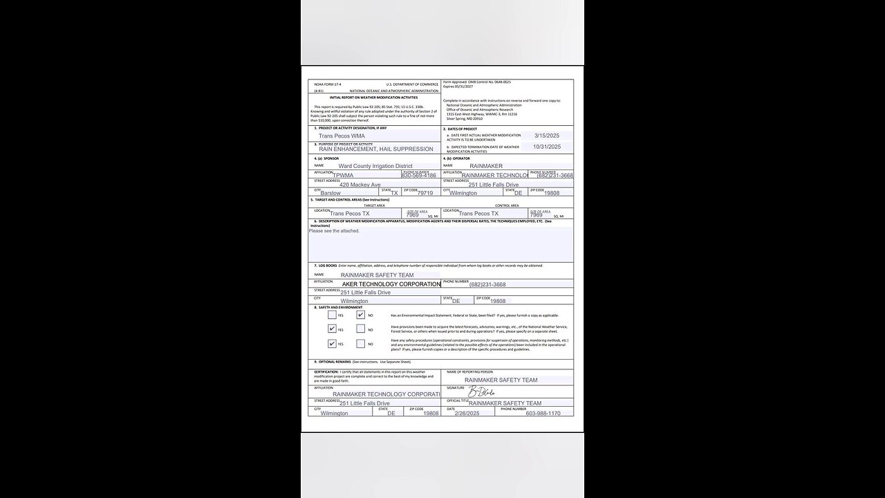 Documentation Proves Weather Modification Tech Is Being Used in Texas-Scheduled To End Oct 2025