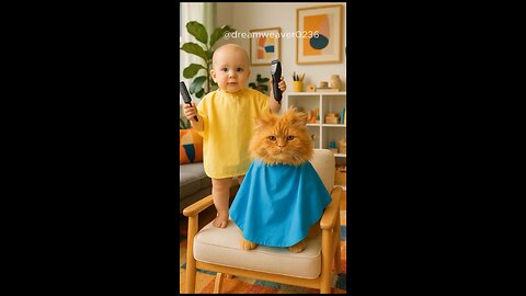 cute baby cuts cat hair 😂😂😂