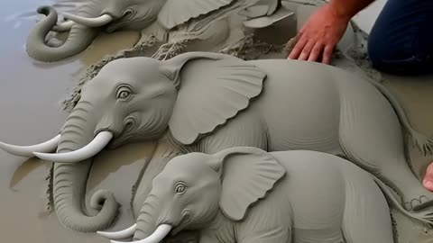 Time Lapse Elephants Sand Sculpture is Amazing