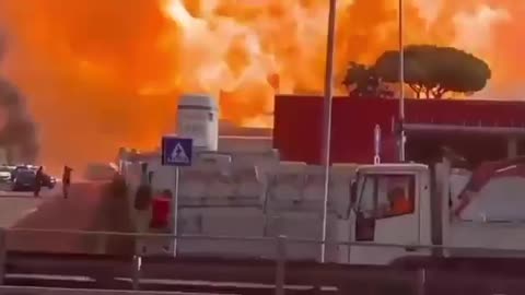 Gas station explodes in Rome, Italy.